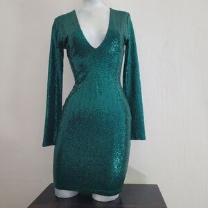 Emerald Green Sequin Dress